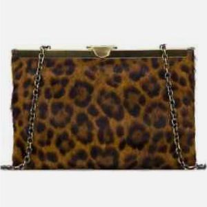 NWTS! Patricia Nash Asher Leopard Leather/Calfhair Glamour Clutch